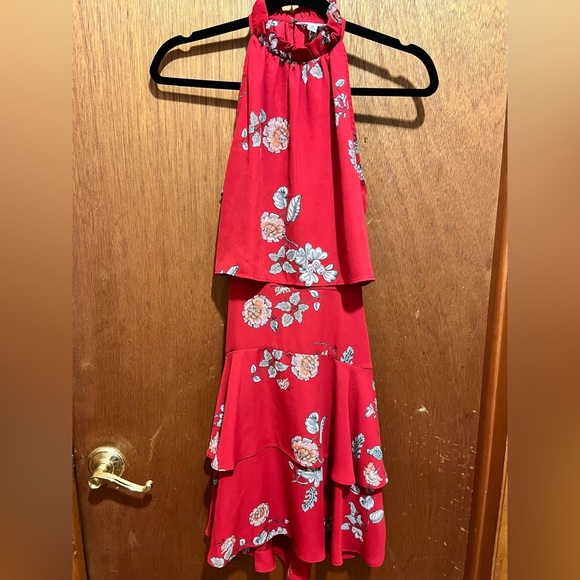 Like New Womens BB Dakota red floral dress. Open back detailing NWOT - Picture 4 of 5